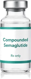 Illustration of a compounded semaglutide vial, not a TrimRx product photo